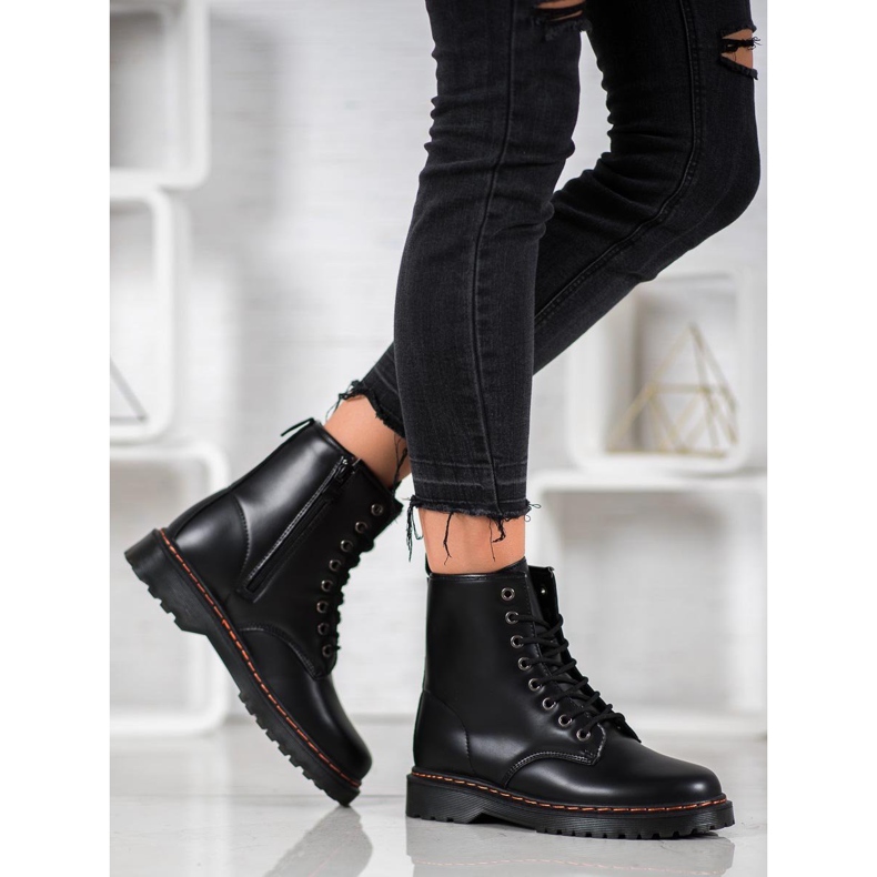 SHELOVET Travailleurs noirs avec cuir écologique le noir 1