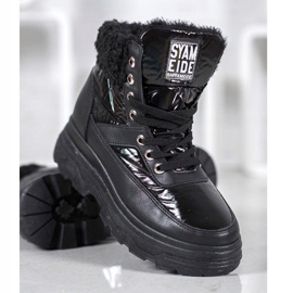 Bella Paris Baskets Avec Peau De Mouton le noir 2