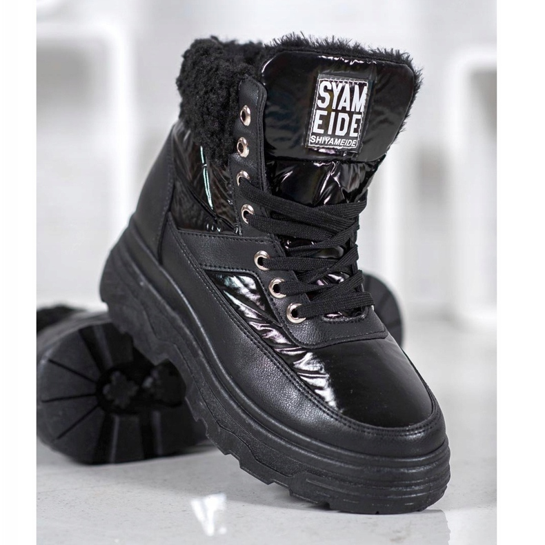 Bella Paris Baskets Avec Peau De Mouton le noir 2