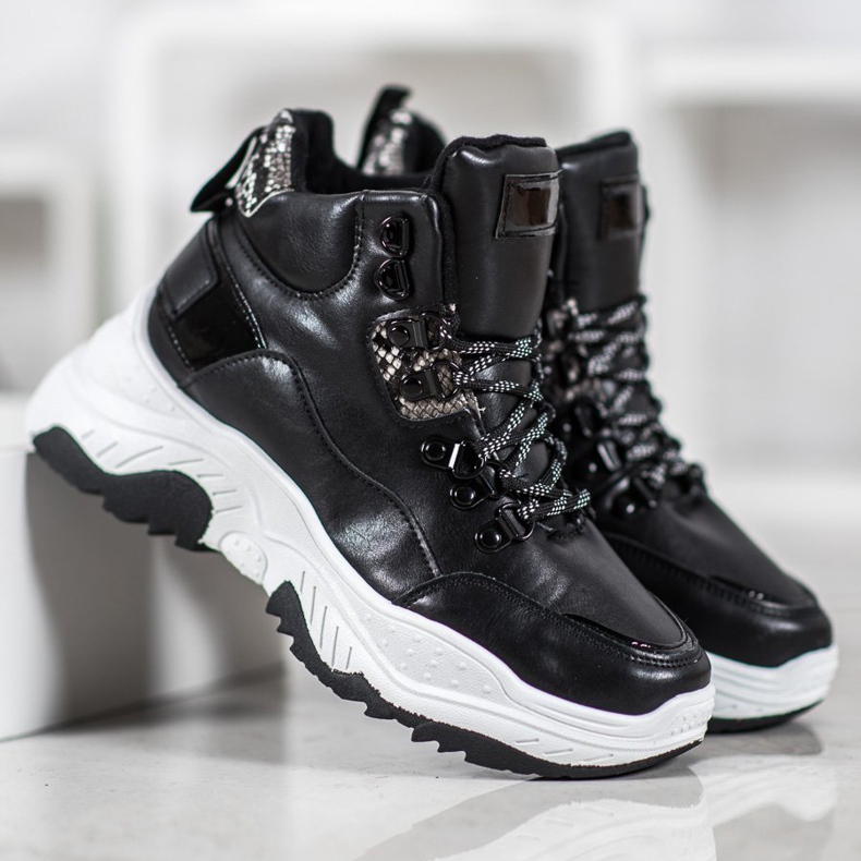 Bella Paris Baskets à lacets à la mode le noir 2