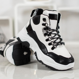 Bella Paris Baskets à lacets à la mode blanc noir 2