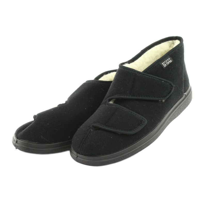Dr.Orto Befado chaussons chauds pour hommes avec Velcro, pu 986M011, noir 3