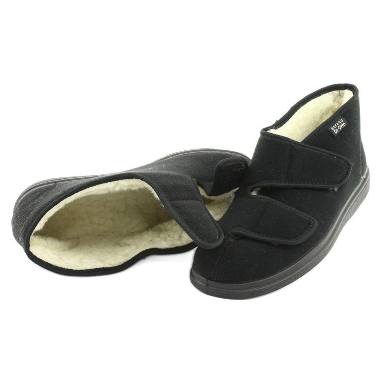 Dr.Orto Befado chaussons chauds pour hommes avec Velcro, pu 986M011, noir 4