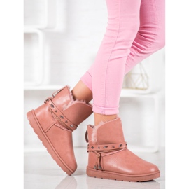 SHELOVET Mukluki avec cuir écologique rose 2 SHELOVET Mukluki avec cuir écologique rose 2