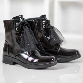 SHELOVET Ouvriers en cuir écologique laqué le noir 1