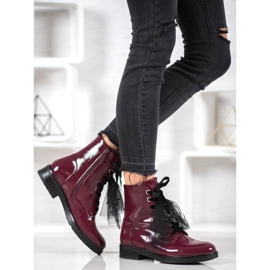 SHELOVET Ouvriers en cuir écologique laqué rouge 1 SHELOVET Ouvriers en cuir écologique laqué rouge 1