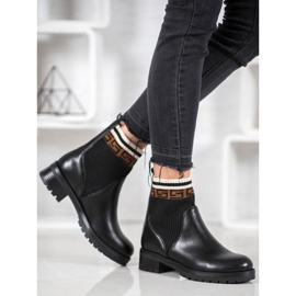 Gogo Bottines à enfiler en cuir écologique noir 1
