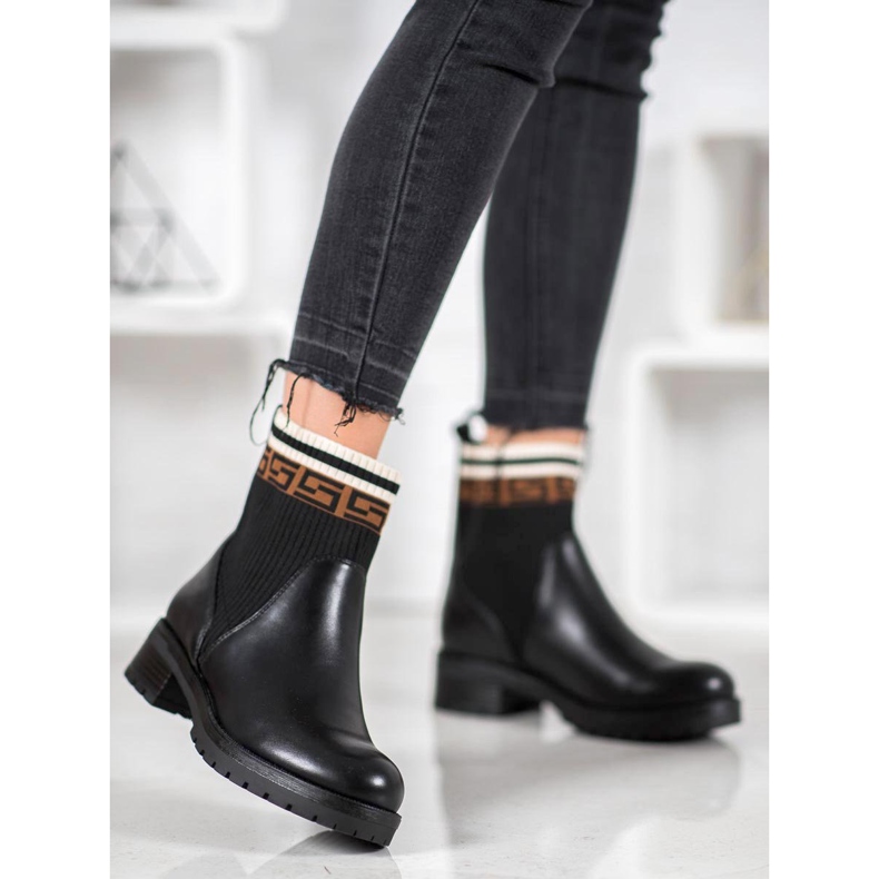 Gogo Bottines à enfiler en cuir écologique le noir 2