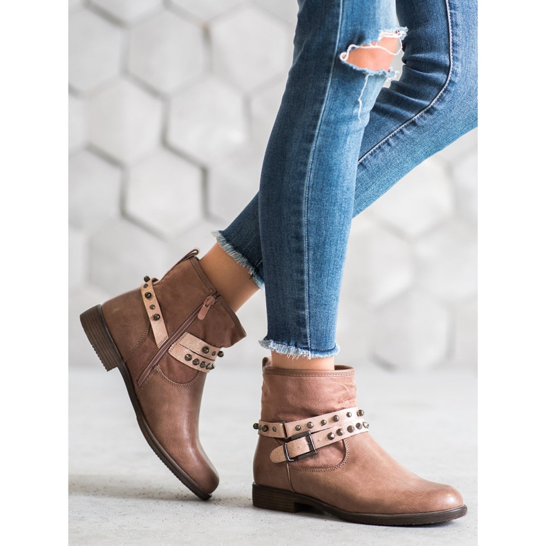 SHELOVET Bottines Roses Avec Strass 1