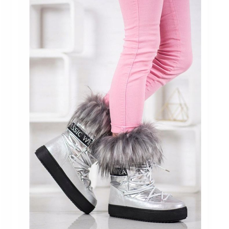 Bella Paris Bottes de neige chaudes avec fourrure gris 2 Bella Paris Bottes de neige chaudes avec fourrure gris 2