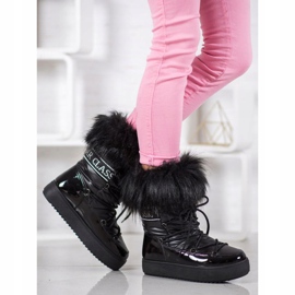 Bella Paris Bottes de neige chaudes avec fourrure noir 1