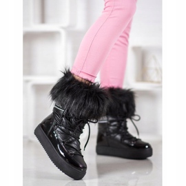 Bella Paris Bottes de neige chaudes avec fourrure le noir 2