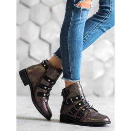 Forever Folie Bottines stylées à jets brun jaune 1