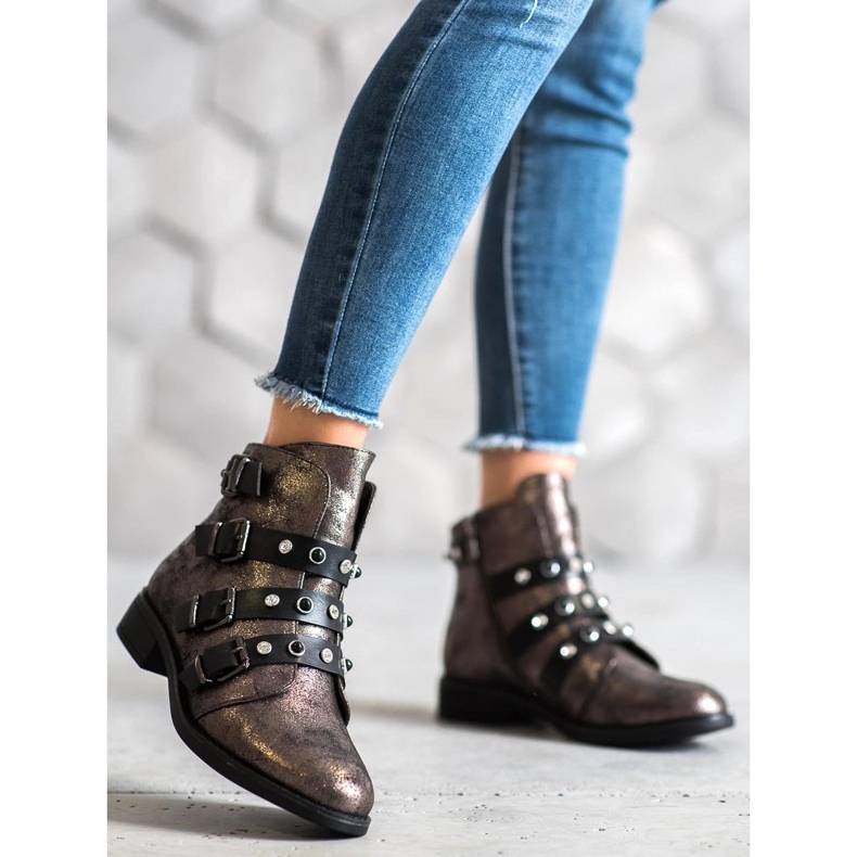 Forever Folie Bottines stylées à jets brun jaune 2