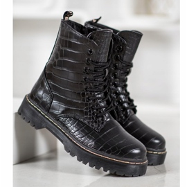 SHELOVET Travailleurs à la mode avec du cuir écologique noir 1