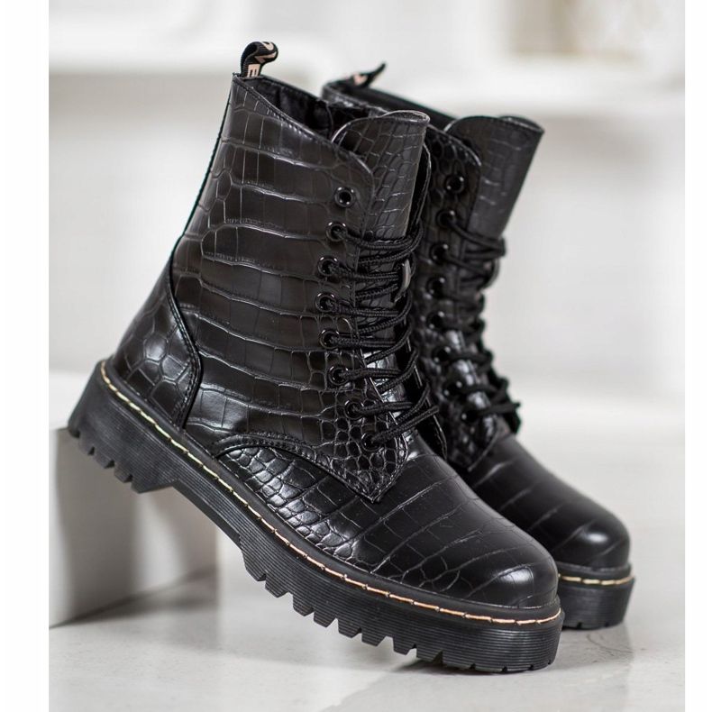 SHELOVET Travailleurs à la mode avec du cuir écologique le noir 1 SHELOVET Travailleurs à la mode avec du cuir écologique le noir 1