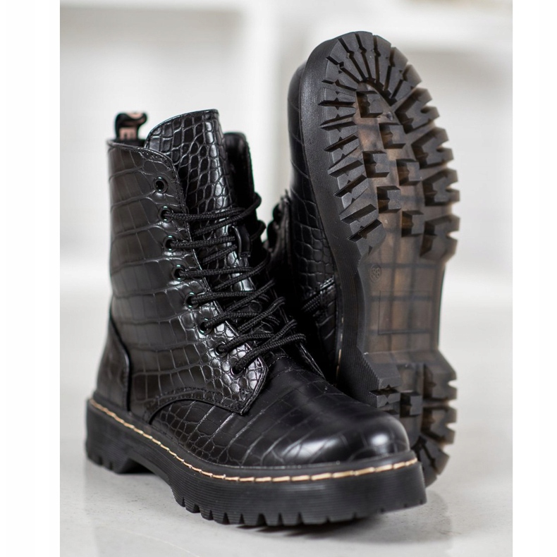 SHELOVET Travailleurs à la mode avec du cuir écologique le noir 2 SHELOVET Travailleurs à la mode avec du cuir écologique le noir 2