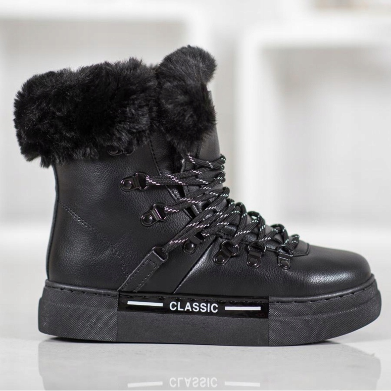 Bella Paris Bottes de neige noires classiques 1