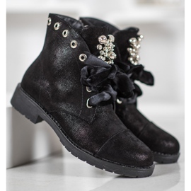 Bella Paris Bottes avec un nœud décoratif noir 1
