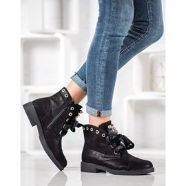 Bella Paris Bottes avec un nœud décoratif noir 2