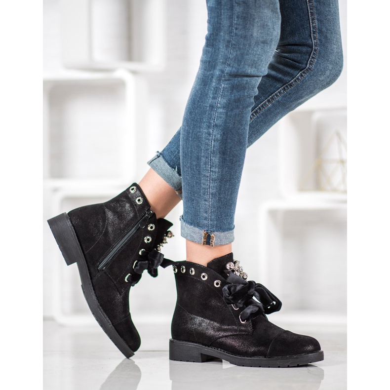 Bella Paris Bottes avec un nœud décoratif le noir 2 Bella Paris Bottes avec un nœud décoratif le noir 2