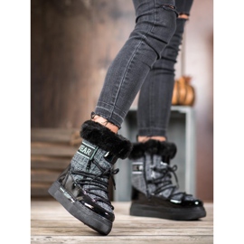 Bella Paris Bottes de neige classiques à la mode noir gris 1