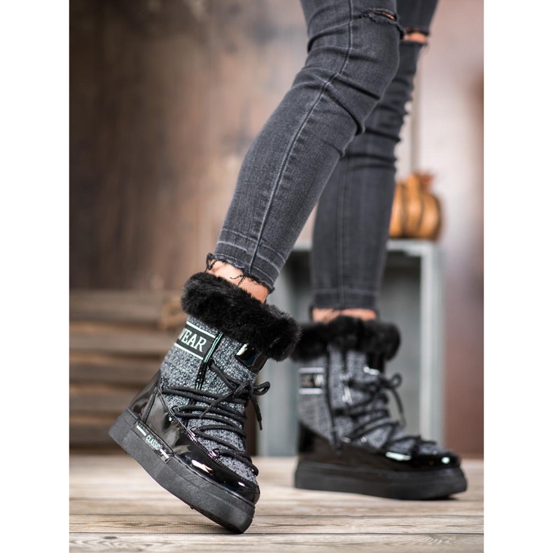 Bella Paris Bottes de neige classiques à la mode noir gris 1