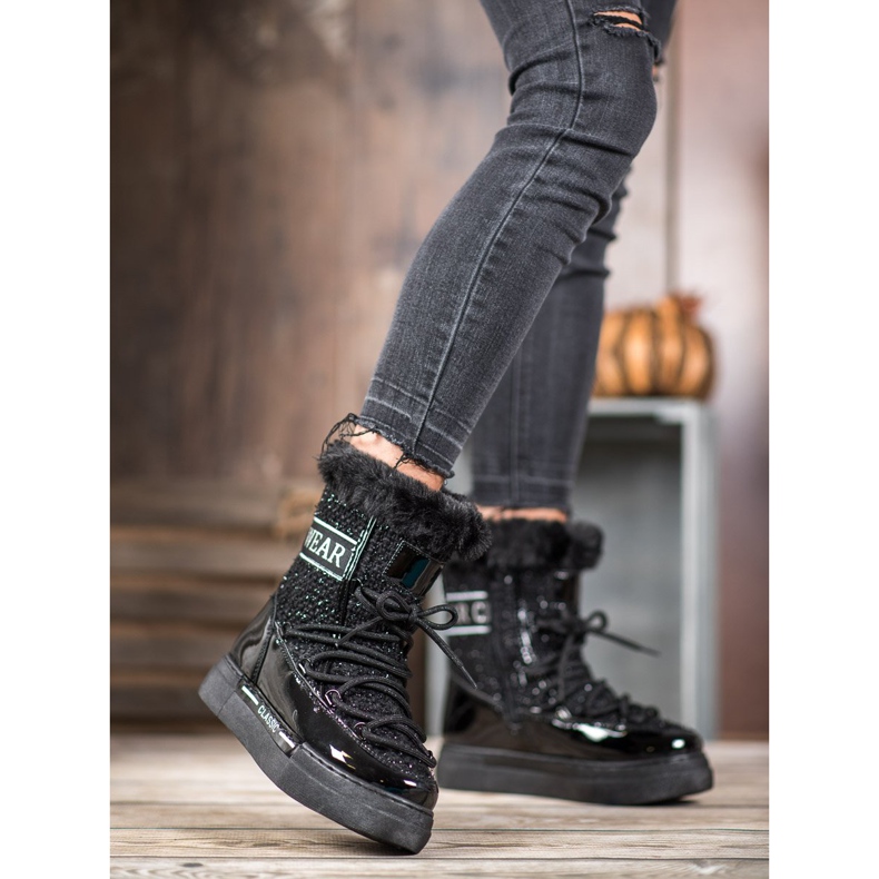 Bella Paris Bottes de neige classiques à la mode noir 2