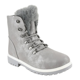 Bottes chaudes grises à lacets TL02-1 1