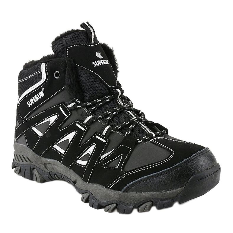 Bottes de randonnée pour hommes solides et isolées noires 6282 le noir gris 1 Bottes de randonnée pour hommes solides et isolées noires 6282 le noir gris 1