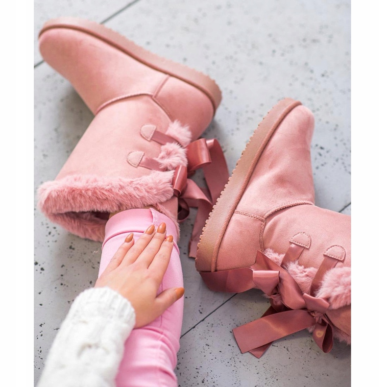 Haut Mukluki avec nœuds rose 2 Haut Mukluki avec nœuds rose 2