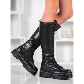 Seastar Bottines à lacets en cuir écologique noir 1