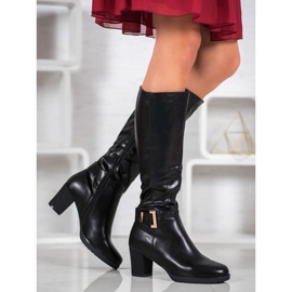 SHELOVET Bottes élégantes avec boucle noir 1