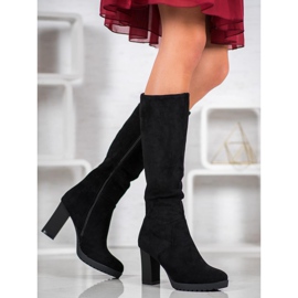 SHELOVET Bottes en daim le noir 2