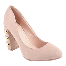 Escarpins en daim beige DD59P 1