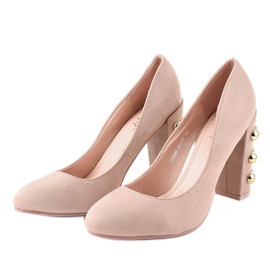 Escarpins en daim beige DD59P 2