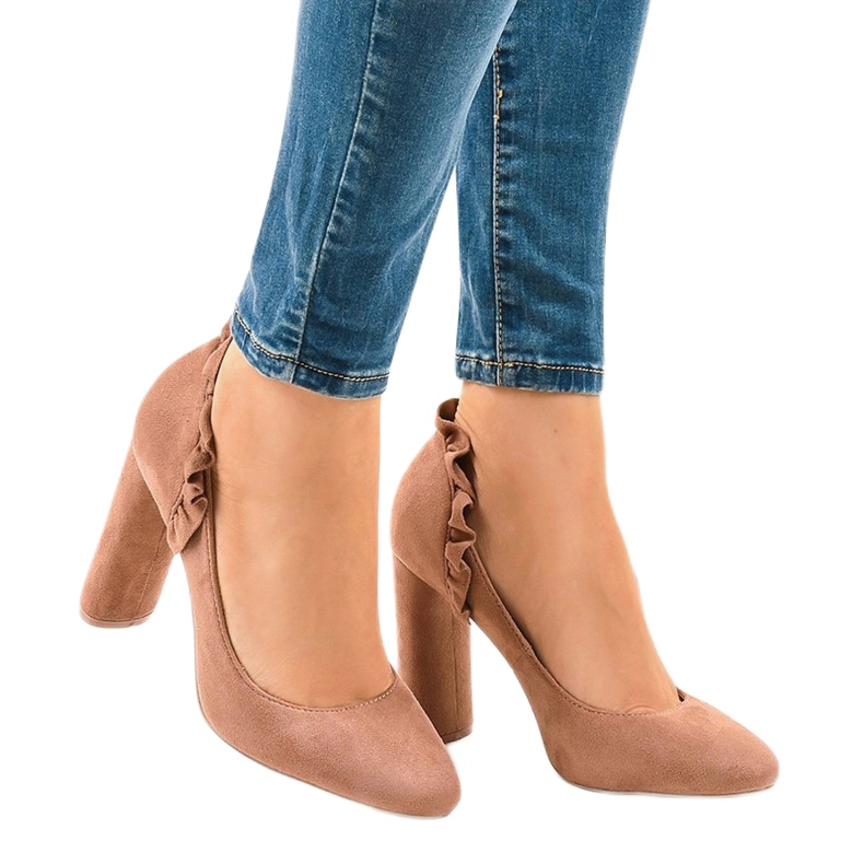 Escarpins en daim rose LE037P 2