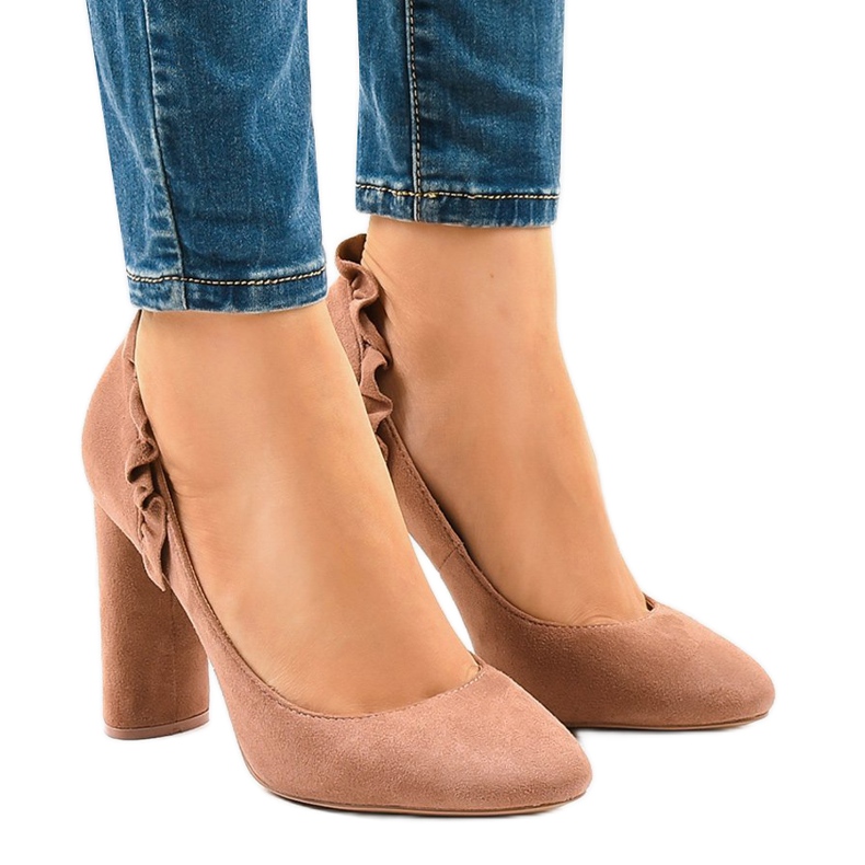 Escarpins en daim rose LE037P 1