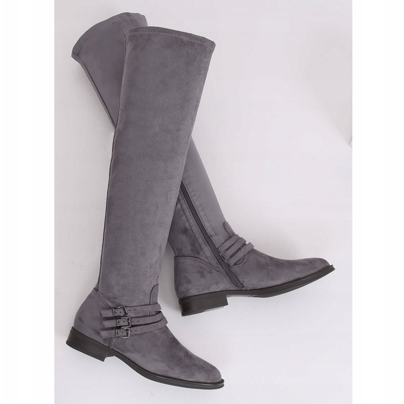 Bottes cavalières en daim grises K1807811 Gris 1