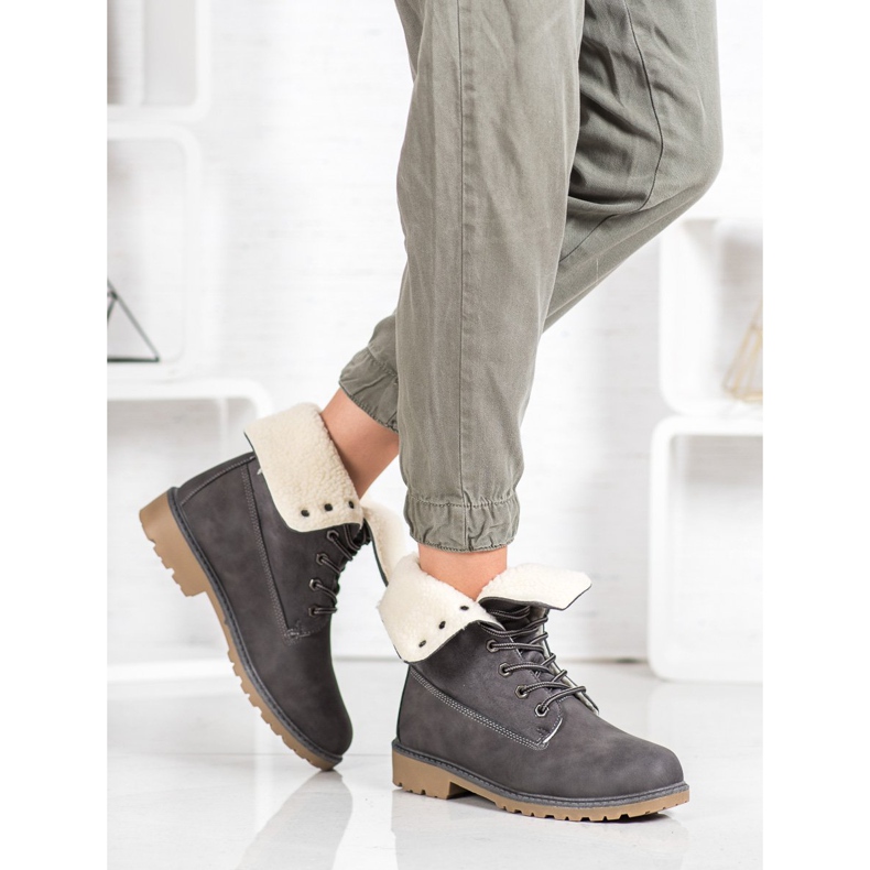 Super Me Bottes grises avec peau de mouton 1