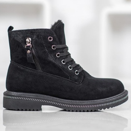 SHELOVET Trappeurs à paillettes noir 2