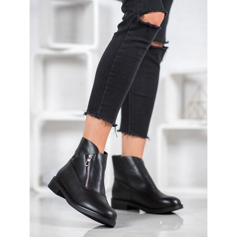 ENPLUS Bottes à la mode avec une fermeture éclair le noir 1