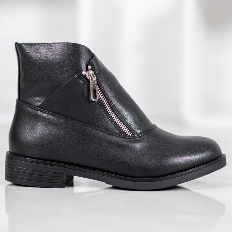ENPLUS Bottes à la mode avec une fermeture éclair noir 2