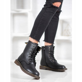 SHELOVET Trappeurs à la mode avec cuir écologique noir 1