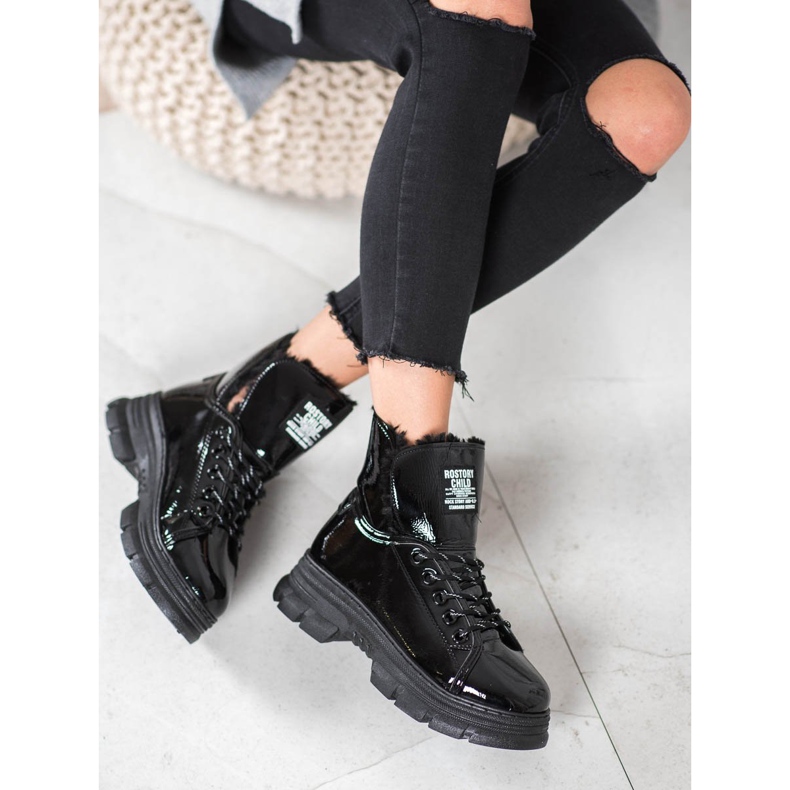 Bella Paris Baskets laquées en éco-cuir noir 2