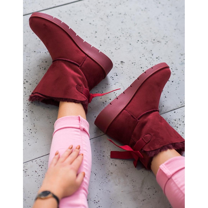 SHELOVET Maroon Mukluki sur la plate-forme rouge 2 SHELOVET Maroon Mukluki sur la plate-forme rouge 2