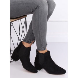 Bottines Chelsea noires à talons larges B-6858 Noir 1