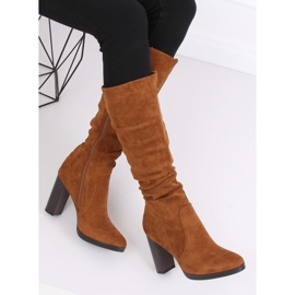 Bottines classiques à talons camel QQ-08 Camel brun 2