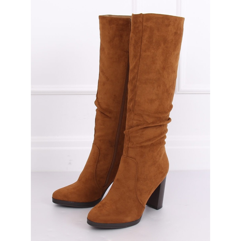 Bottines classiques à talons camel QQ-08 Camel brun 1