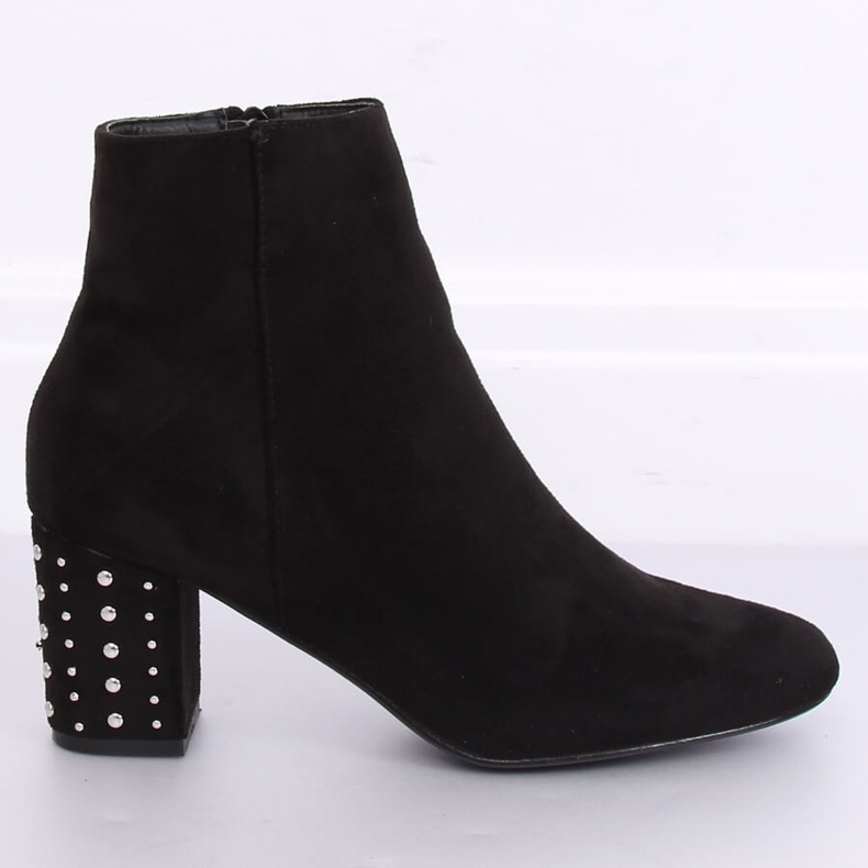 Bottines noires à talons et clous 3098A Noir 1